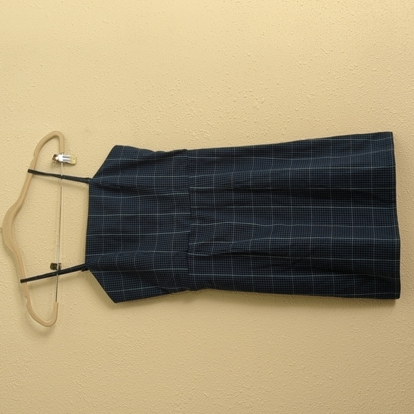 Aeropostale Mini Plaid Windowpane Dres Blue Academia School Girl y2k Strappy - Picture 1 of 11